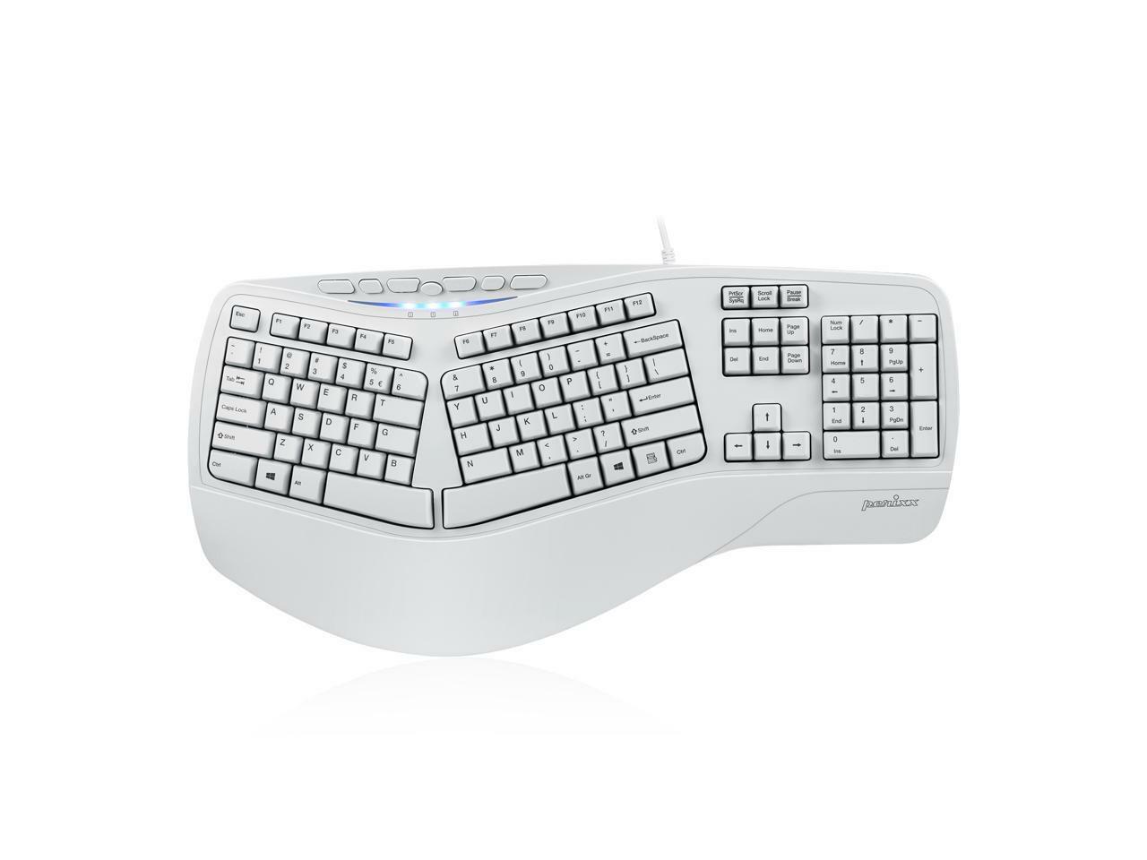 Perixx Periboard-512II Ergonomic Split Keyboard Natural Ergonomic Design  White
