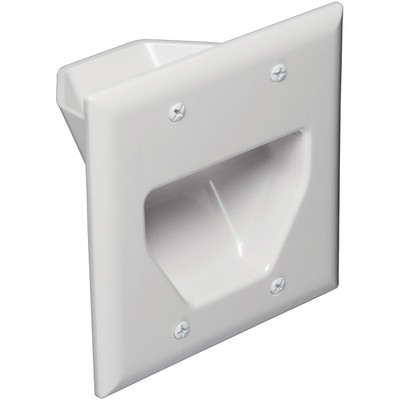 Cable Wall plate cover Datacomm 45-0002-WH 2 Gang Recessed Low Voltage-New