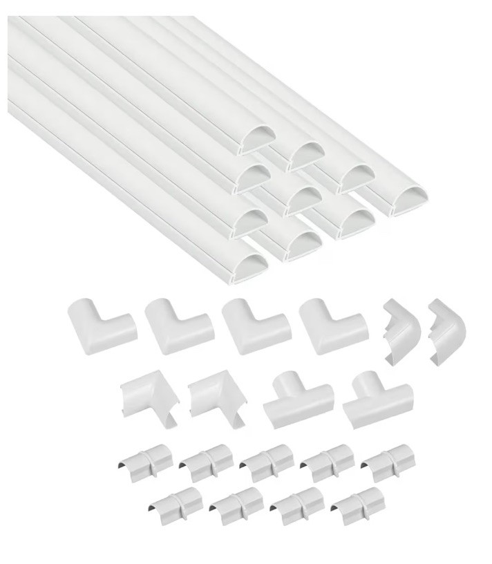 D-Line 157In Cord Cover Kit, Self-Adhesive Wire Hiders, Paintable Cable, White