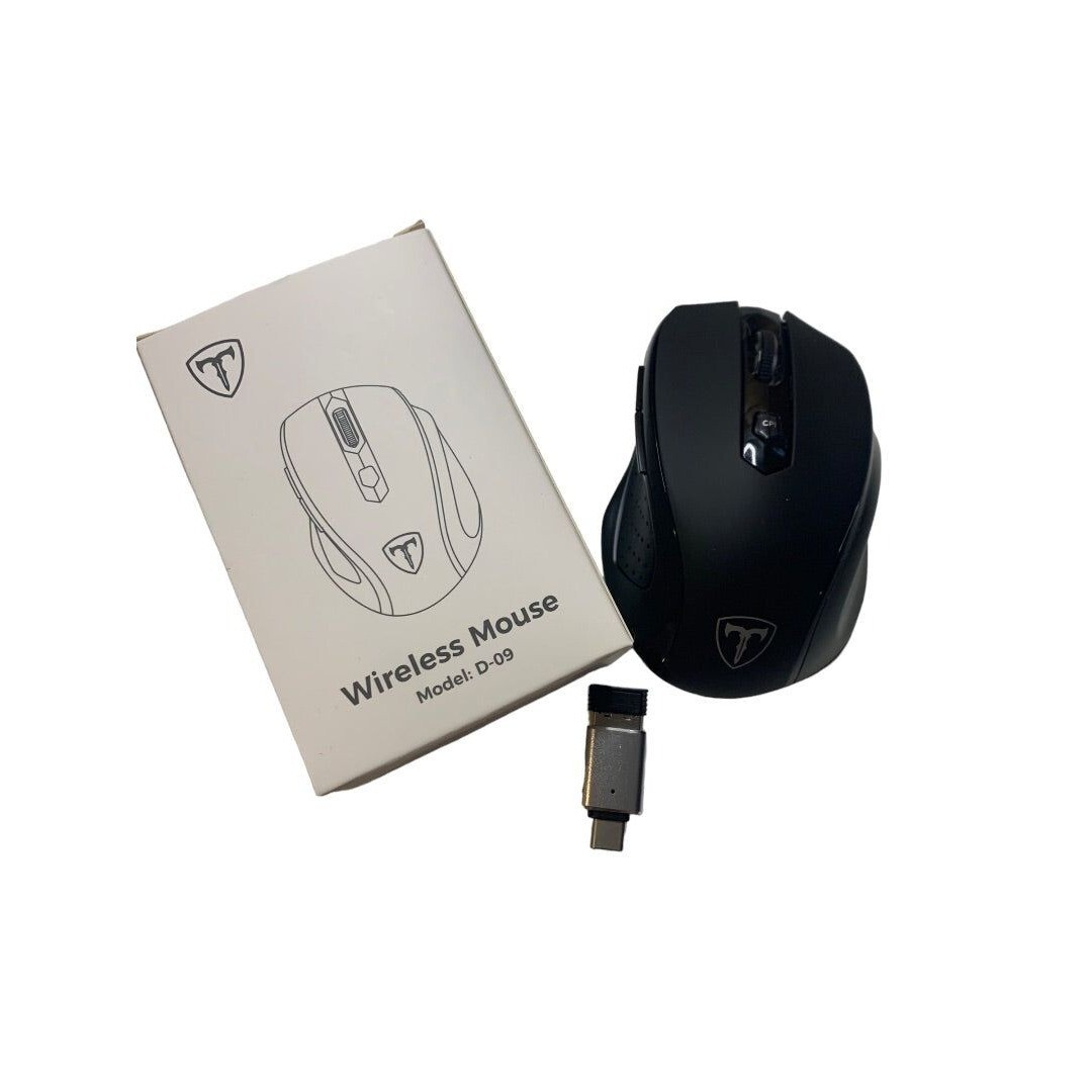 Wireless Mouse Model D-09 (CA57BN) Scroll Wheel Black with USB Receiver New