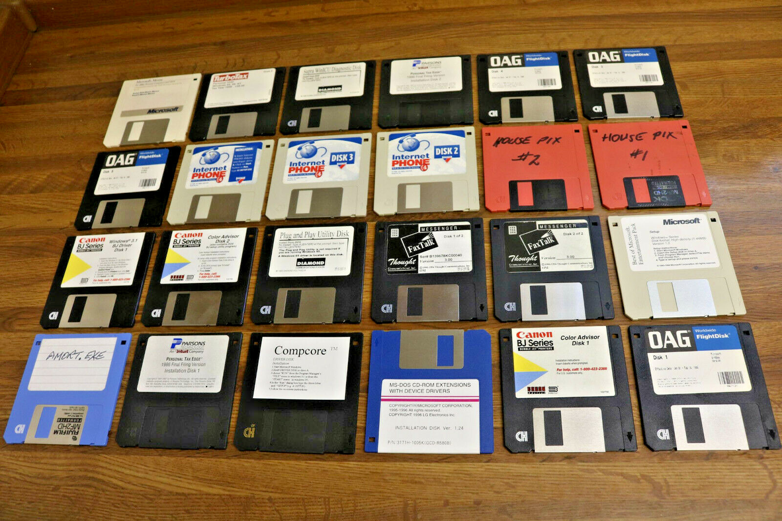 MS Windows Vintage Old DOS 3.5" Disk Software used OEM MIXED Lot Display WK