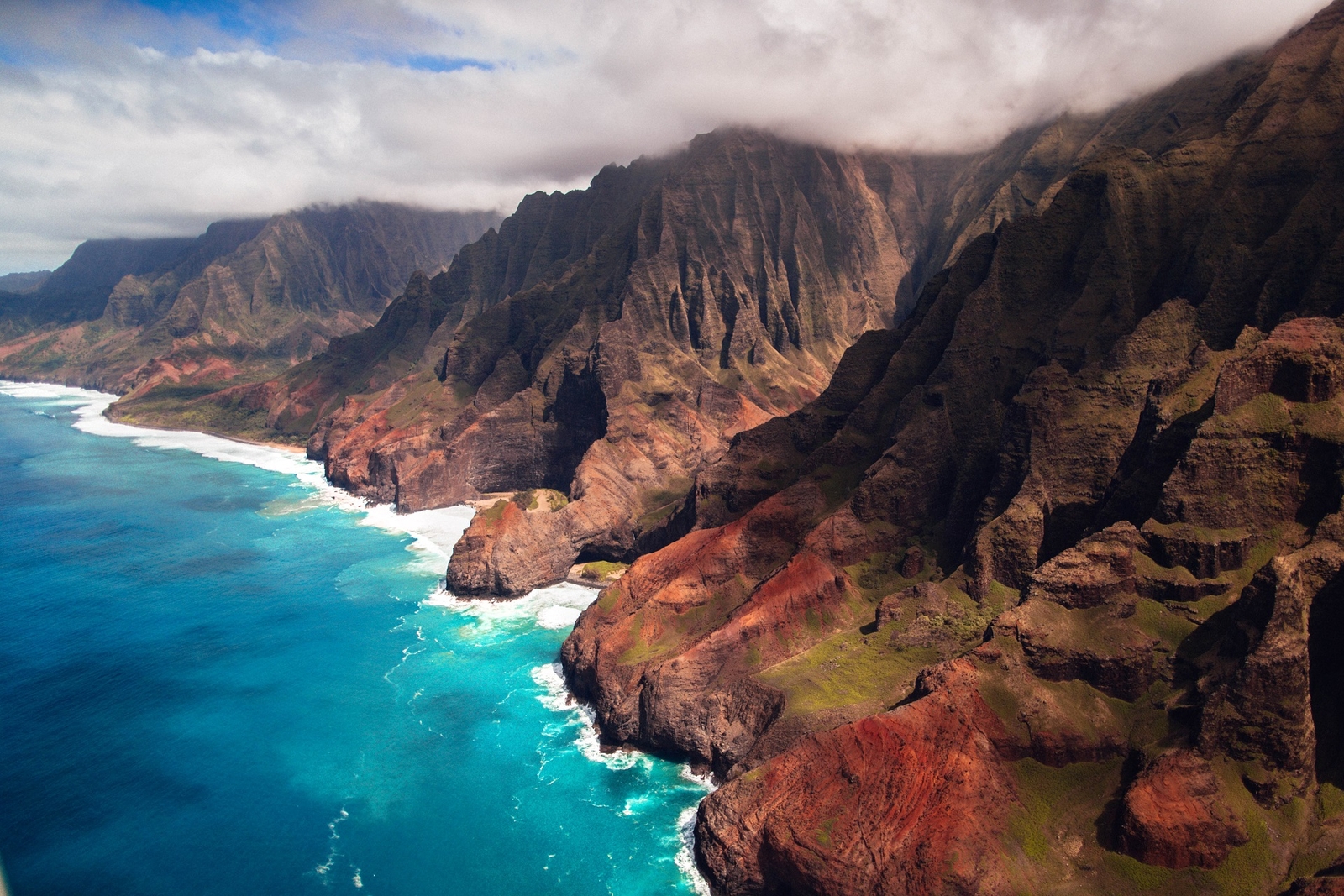 Landscape nature sea shore hills na pali coast Custom Gaming Mat Desk