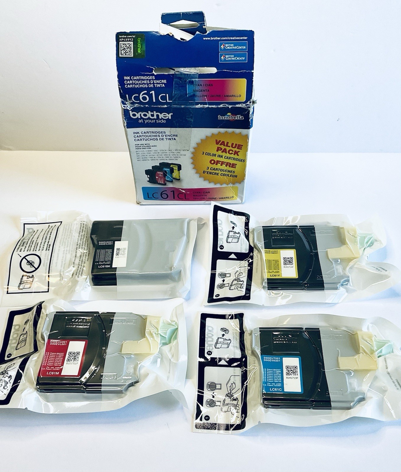 GENUINE BROTHER LC61CL & LC61BK INK CARTRIDGES CYAN MAGENTA YELLOW BLACK