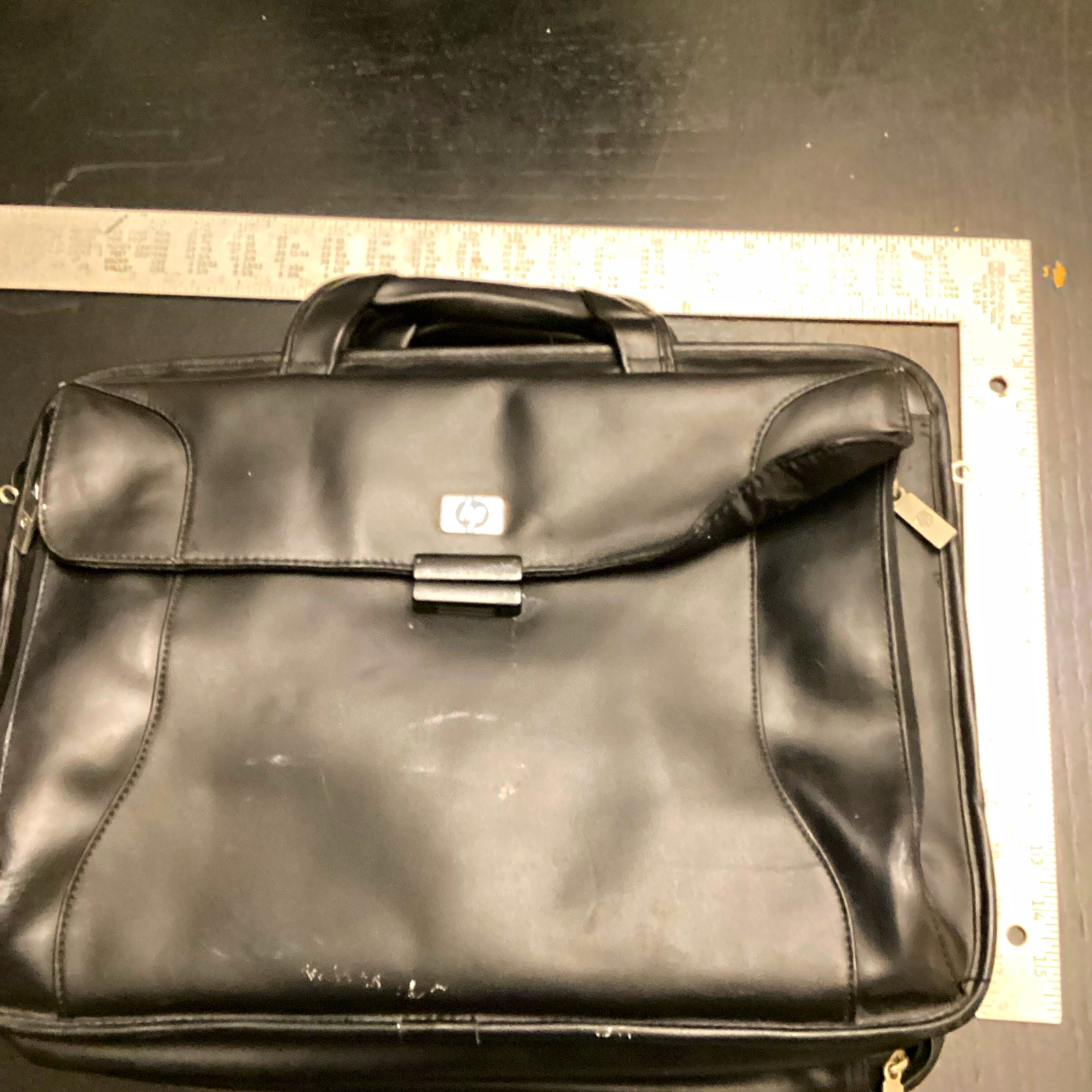 HP Black Padded Leather 15in Laptop Briefcase Carrying Case Bag