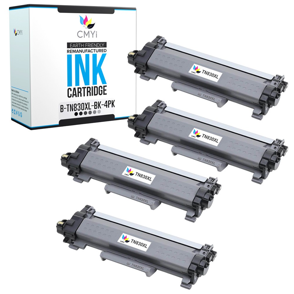 CMYi 4-Pack Compatible TN830XL Black Toner Cartridge fits Brother MFC-L2807DW