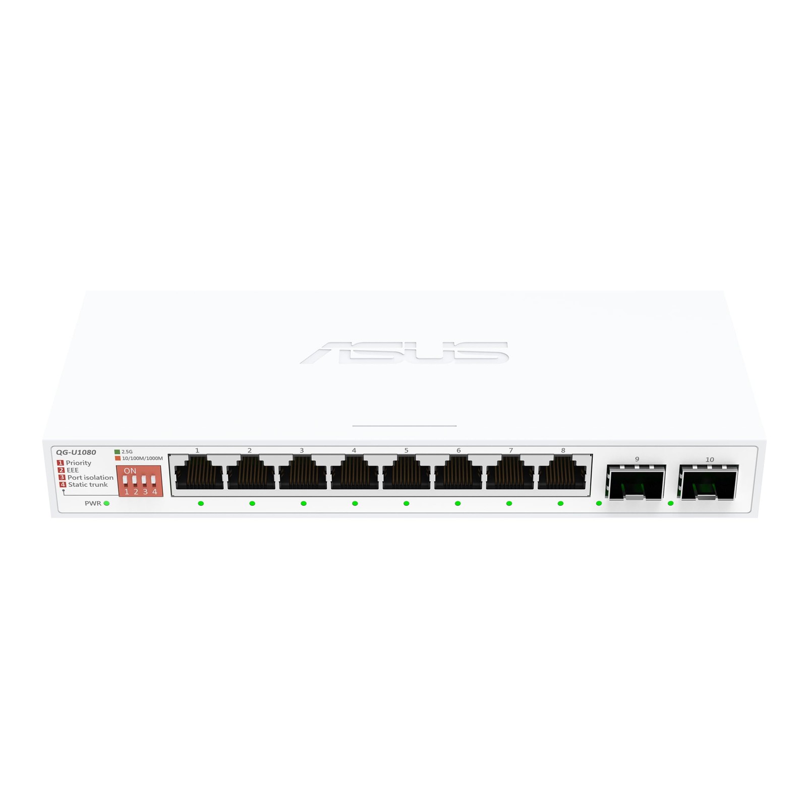 ASUS QG-U1080, 5-Port 2.5G and 2-Port 10G SFP+ Unmanaged Switch, WHITE