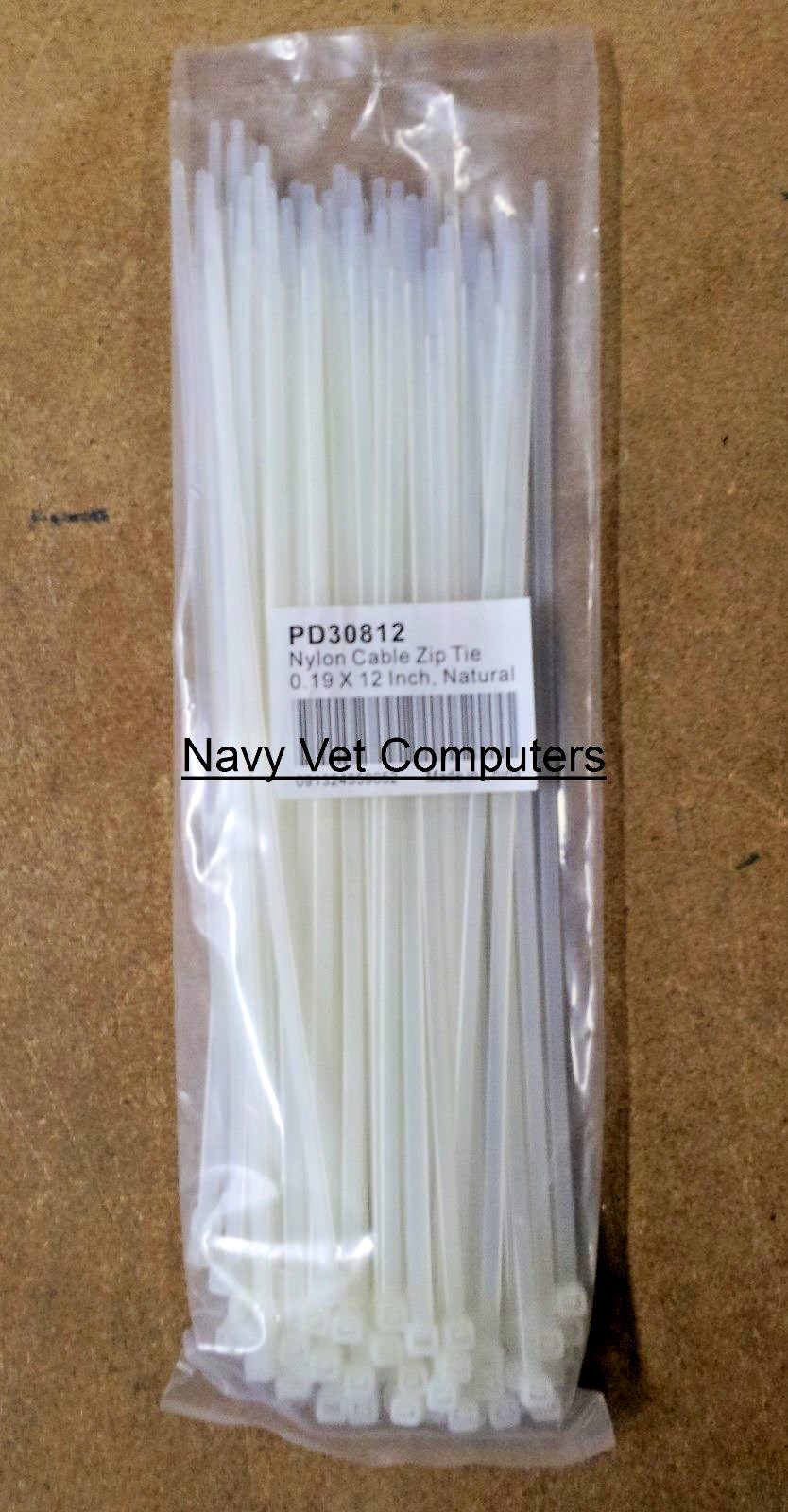12" Cable Tie Zip Tie 50lbs 100pcs White Nylon Heavy Duty Wire Fasteners