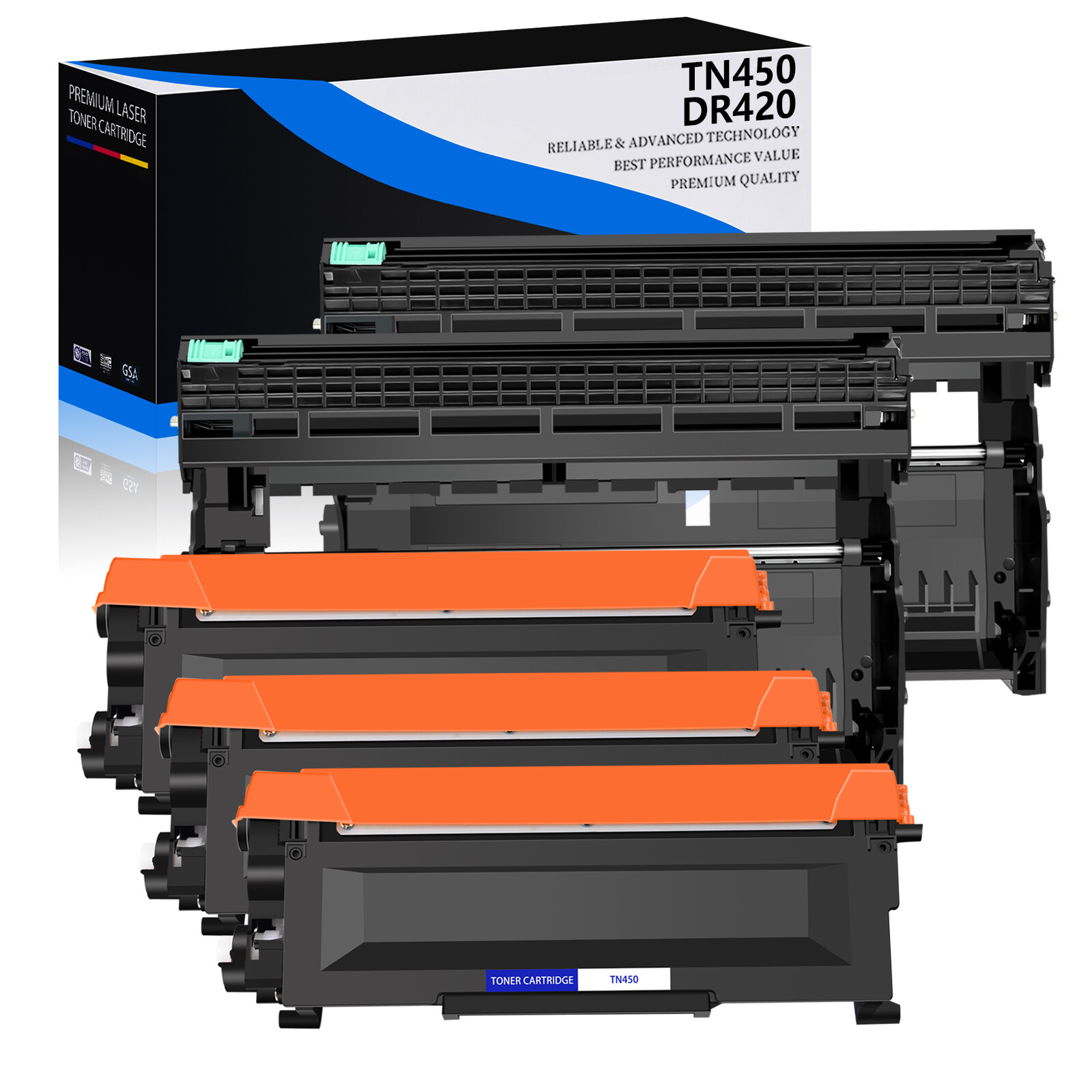 3PK TN450 Toner + 2PK DR420 Drum For Brother MFC-7360N MFC-7365DN MFC-7460DN