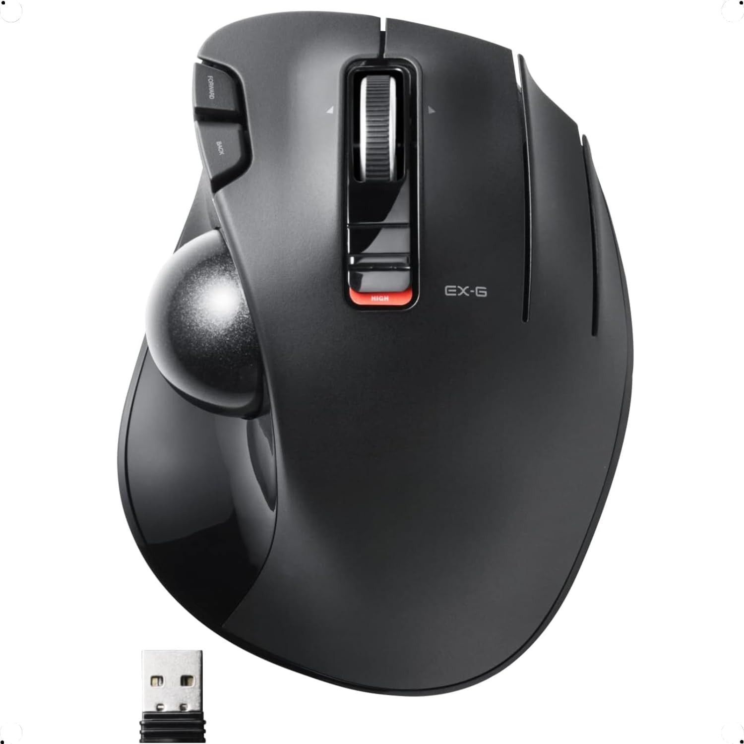 ELECOM EX-G Trackball Mouse, 2.4Ghz USB Wireless, Ergonomic Design, Thumb Contro