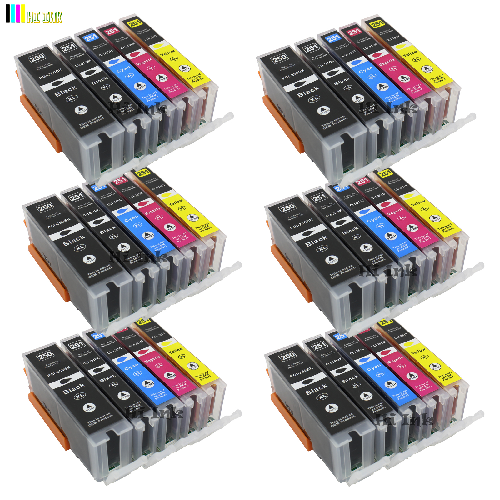 30PK New PGI250XL CLI251XL Ink For Canon Pixma MG5420 MG5520 MG6320 MX722 MX922