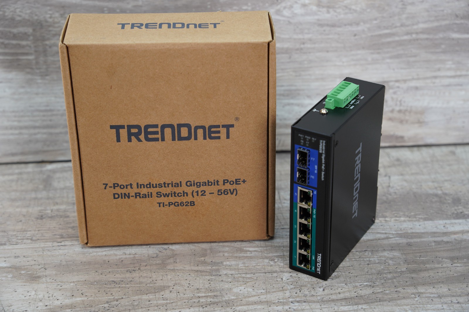 TRENDnet TI-PG62B, 6-Port Industrial Gigabit PoE+ DIN-Rail Network Switch