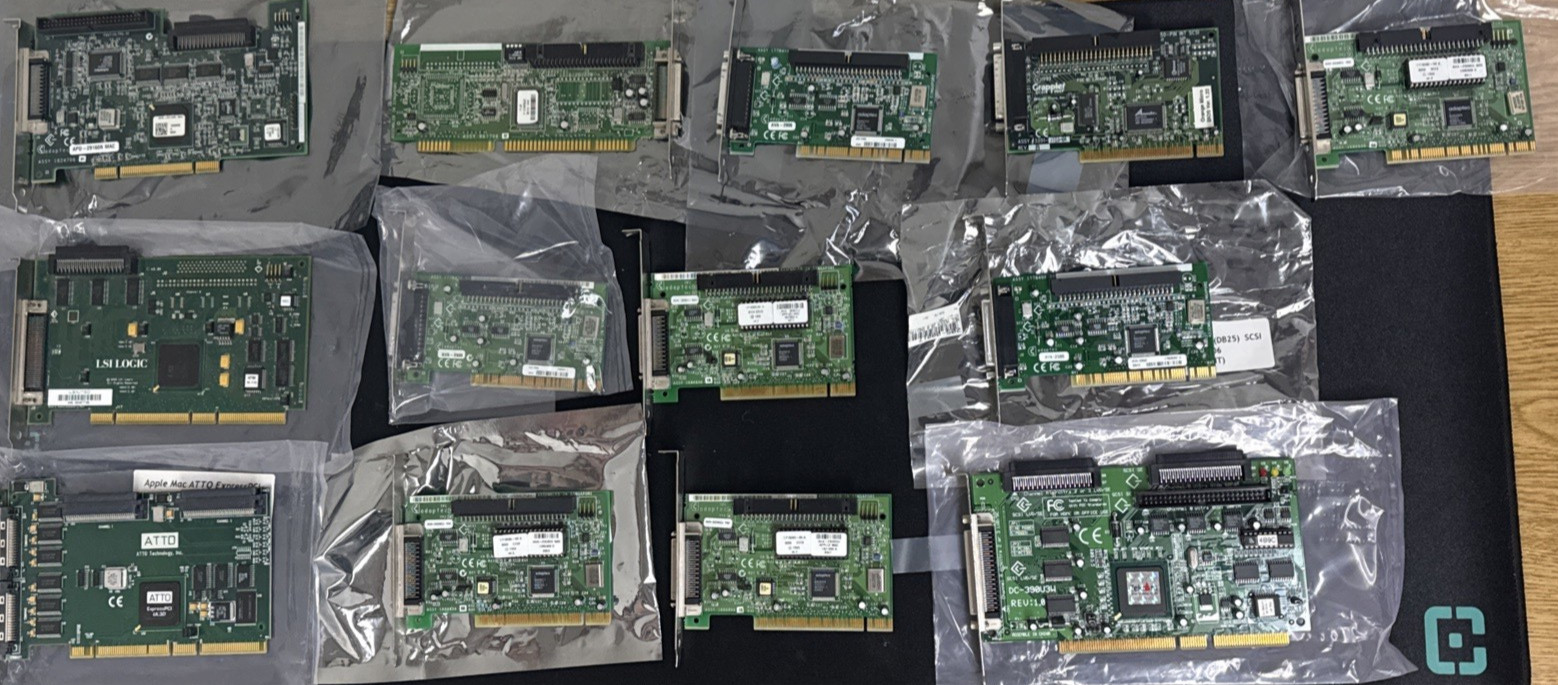 Vintage Adaptec & Other Mac / PC, Lot Of 13 SCSI Cards / Adapters, Working Pulls