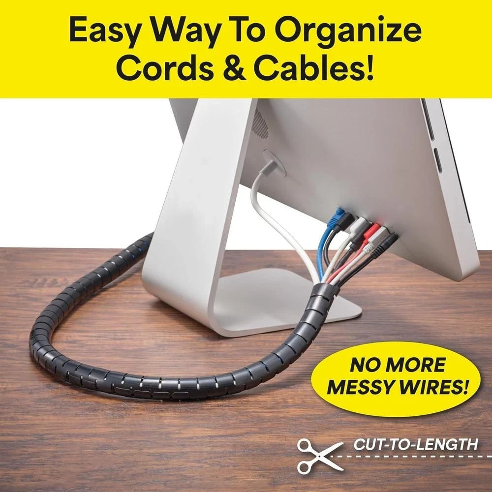 Cable Keeper Cord Organizer, 10-Foot Adjustable Cord Cover, Incl Zip Tool