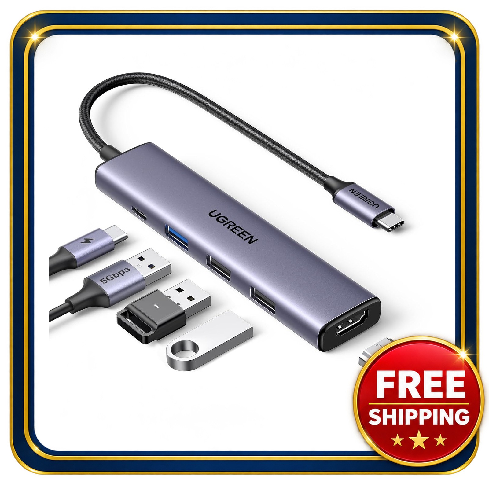 Ugreen USB C Hub 5 in 1 Multiport Adapter with HDMI and Power Delivery