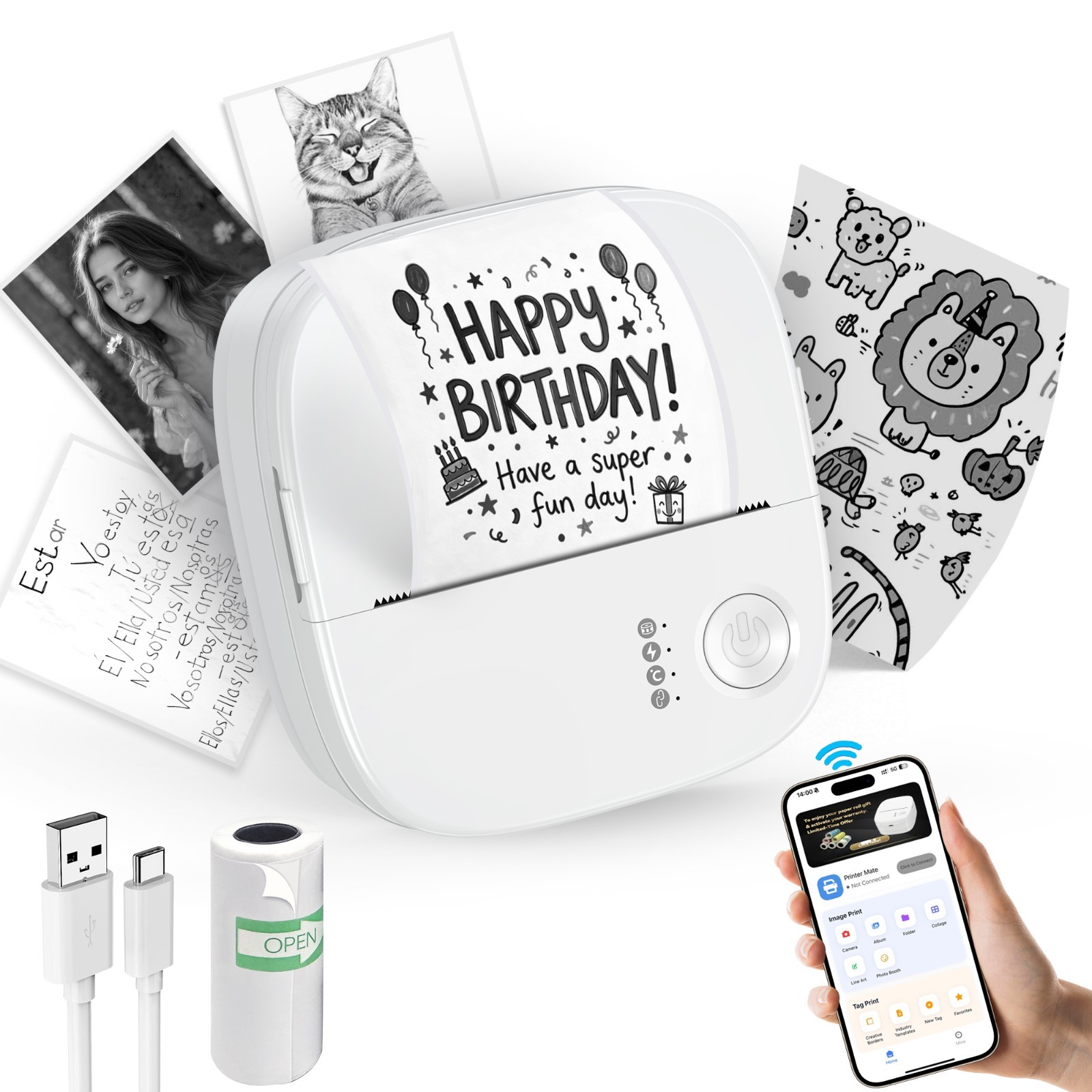 XenGro Mini Printer, Portable Thermal Printer, Pocket Printer