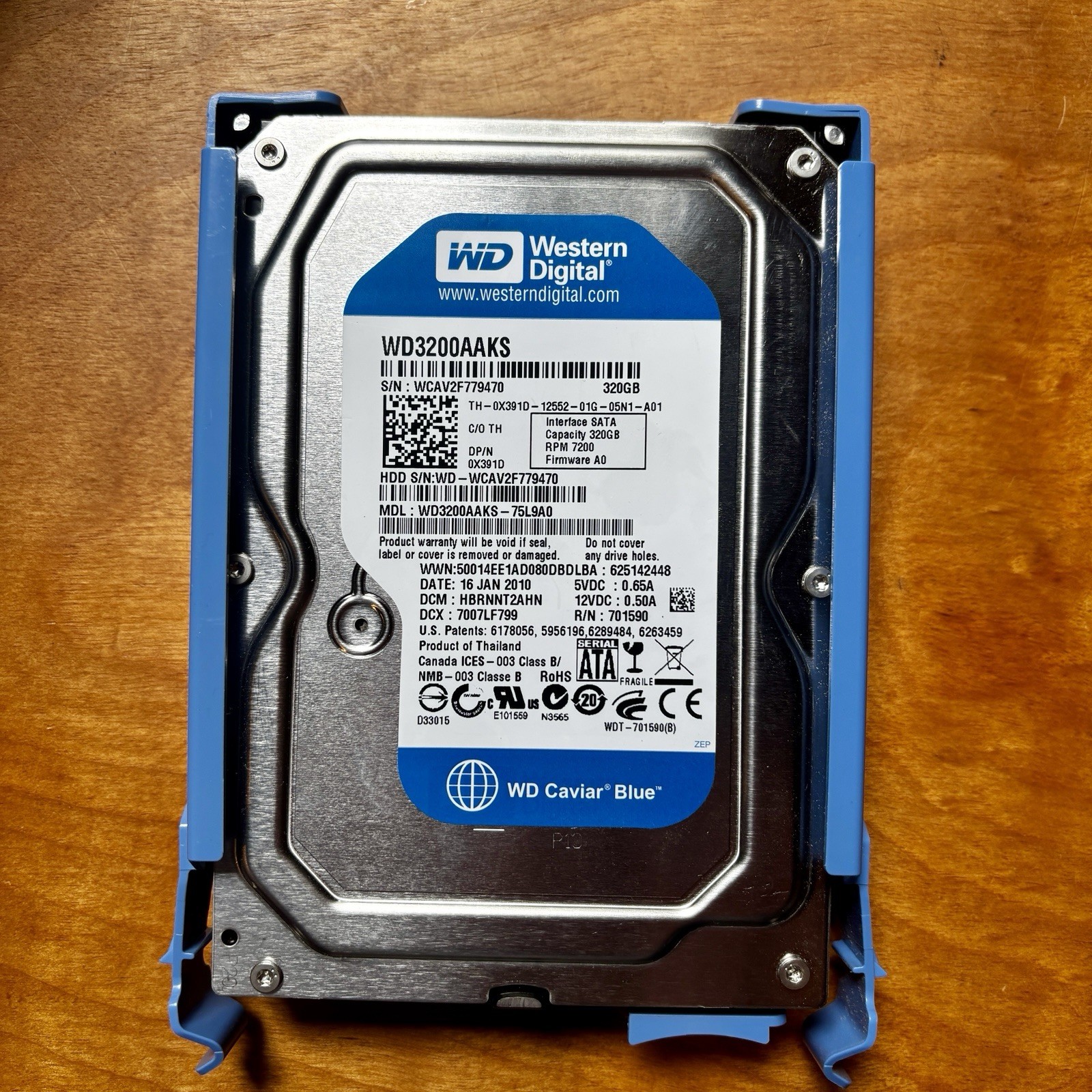 WESTERN DIGITAL WD3200AAKS-75L9A0 320GB INTERNAL STORAGE DRIVE W/Cord
