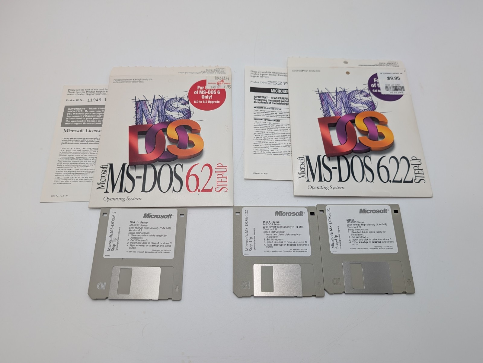Microsoft MS-DOS 6.22 Step-Up Upgrade 3.5" Floppy Disks Vintage DOS 1994 + 6.2 