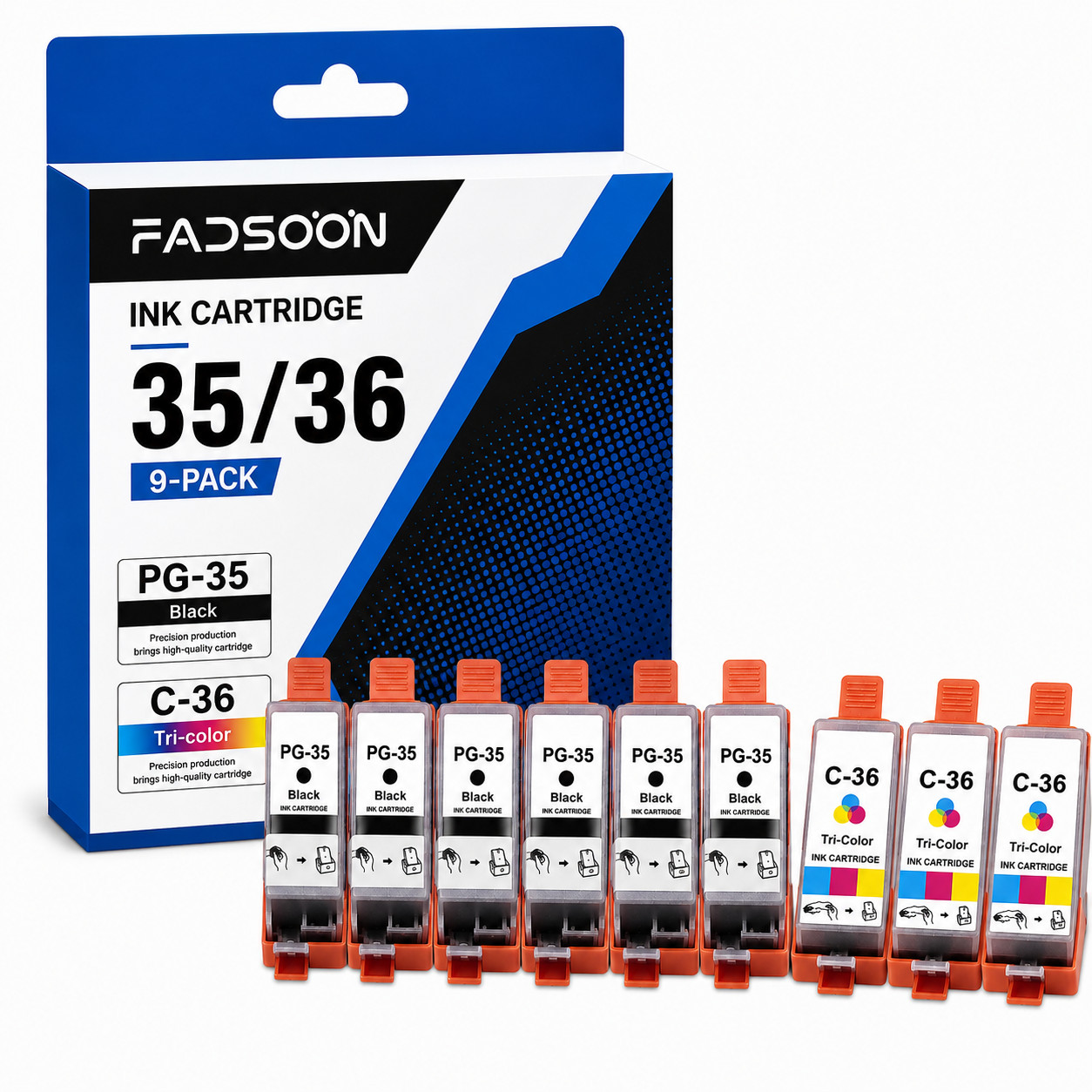 PGI-35 CLI-36 9PK With Chip 6BK 3Color Ink for PIXMA iP100 iP110 TR150 TR160 9pk