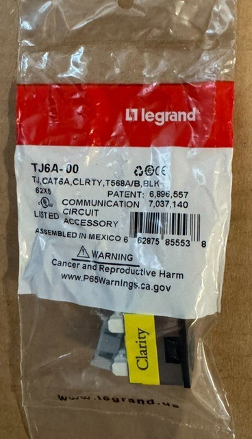 Legrand Ortronics TJ6A Clarity TracJack Cat6A Black T568A/B Box of 18 NEW
