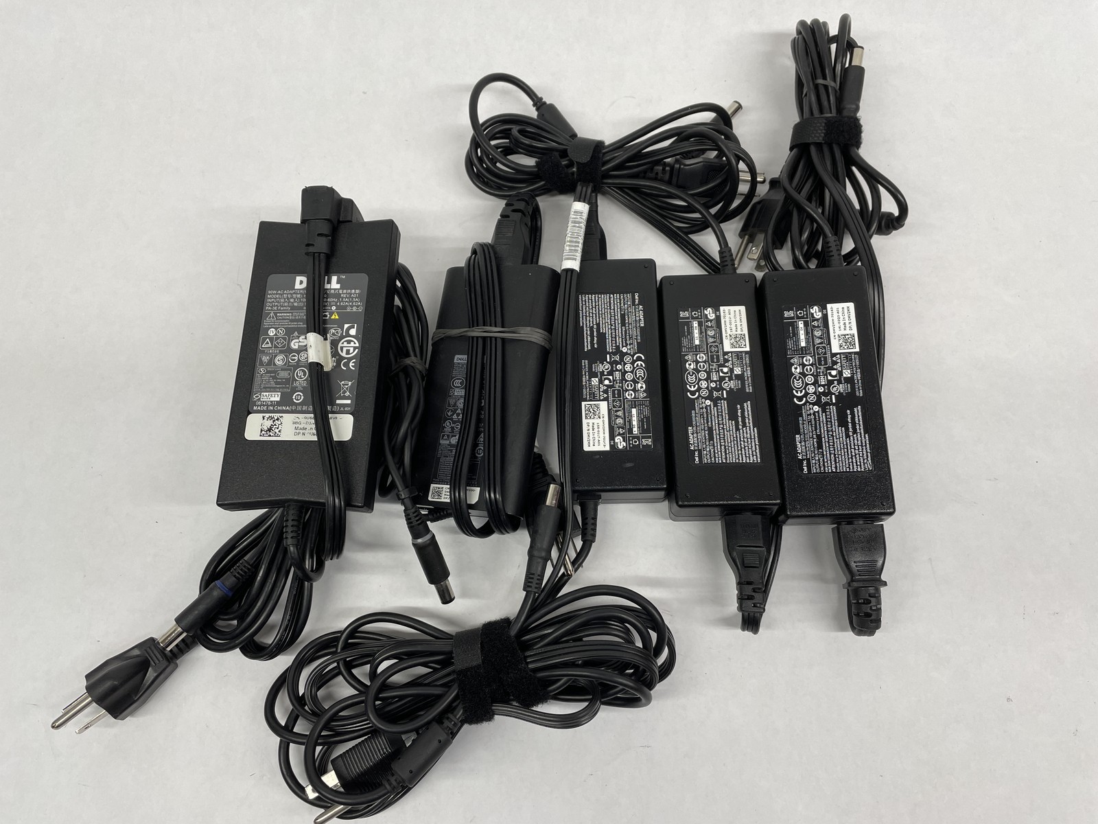 Lot of 5 Dell OEM 90W 7.4mm 19.5V 4.62A Big Barrel AC Adapters Mixed Models