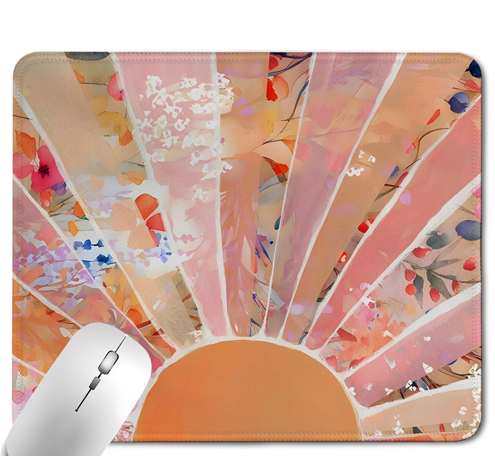 Boho Colorful Rainbow Sun Mouse Pad,Retro Rainbow Sunrise Sunset Square Mouse...