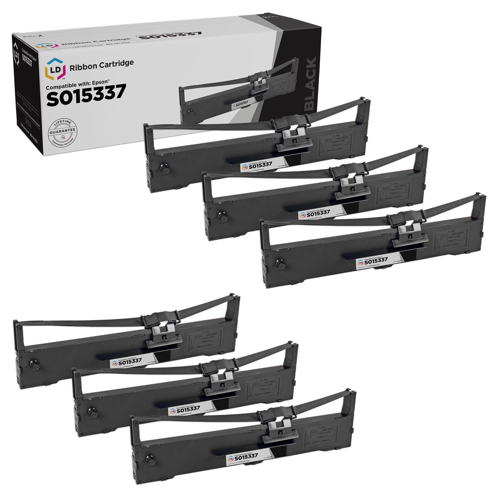 LD 6 Pack S015337 Black Ribbon Cartridge for Epson LQ Series LQ-590 Printers