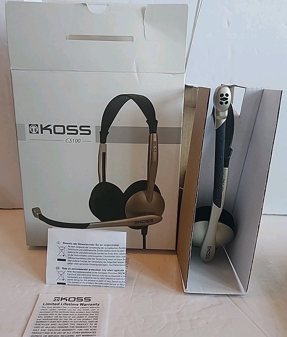 Koss CS100 Headphones with Microphone for Gamers Computers NOB See Pics/Desc