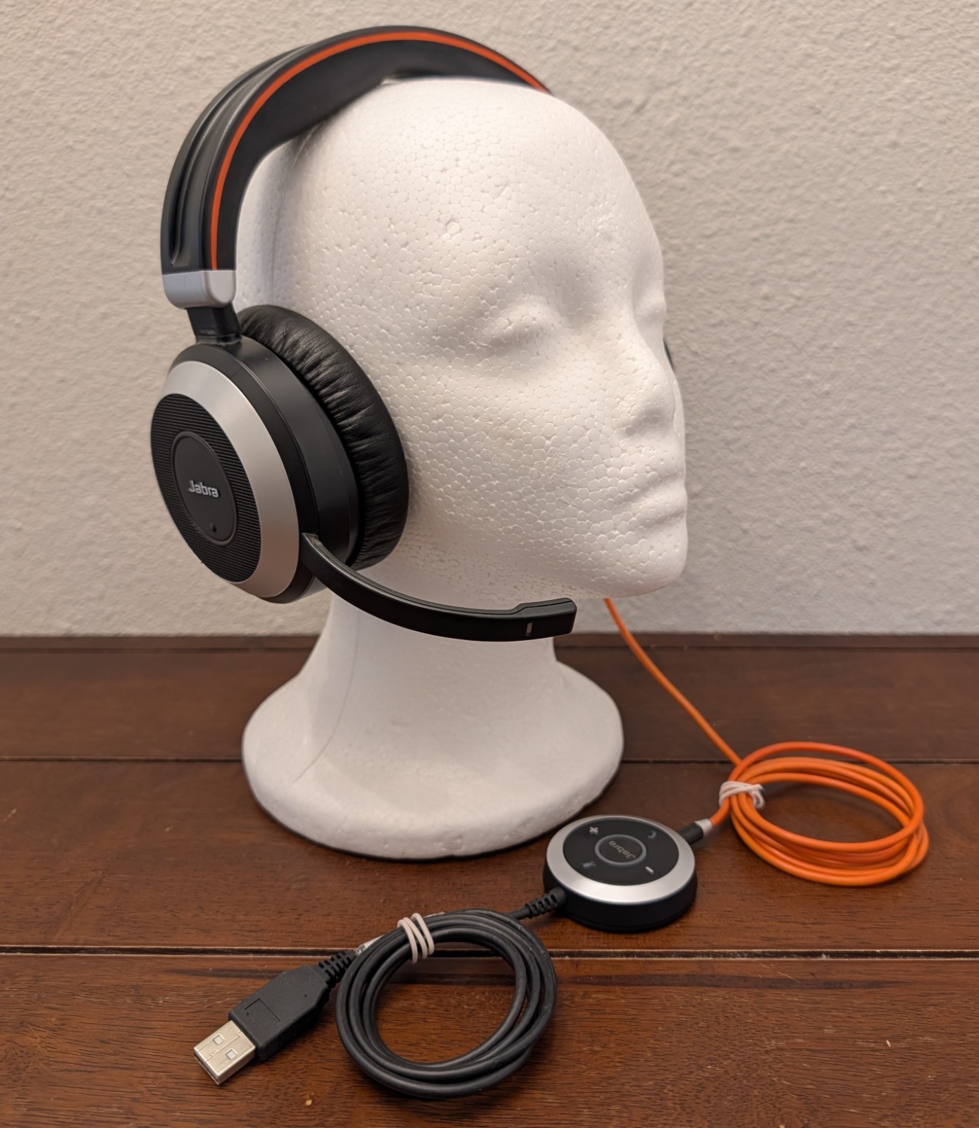 Jabra Evolve 80 HSC019 Wired ANC Headset w/ USB, Inline Volume Control Pod