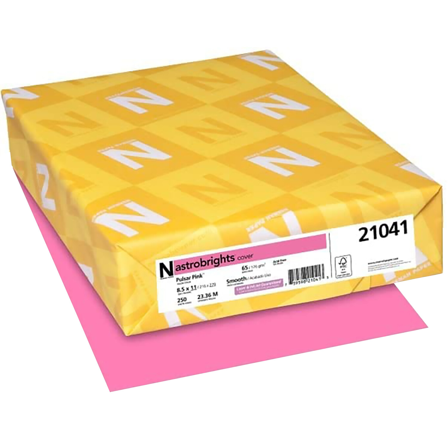 Astrobrights Colored Cardstock, 8.5 x 11, 65lb (176gsm), Pulsar Pink, 250 Sheets