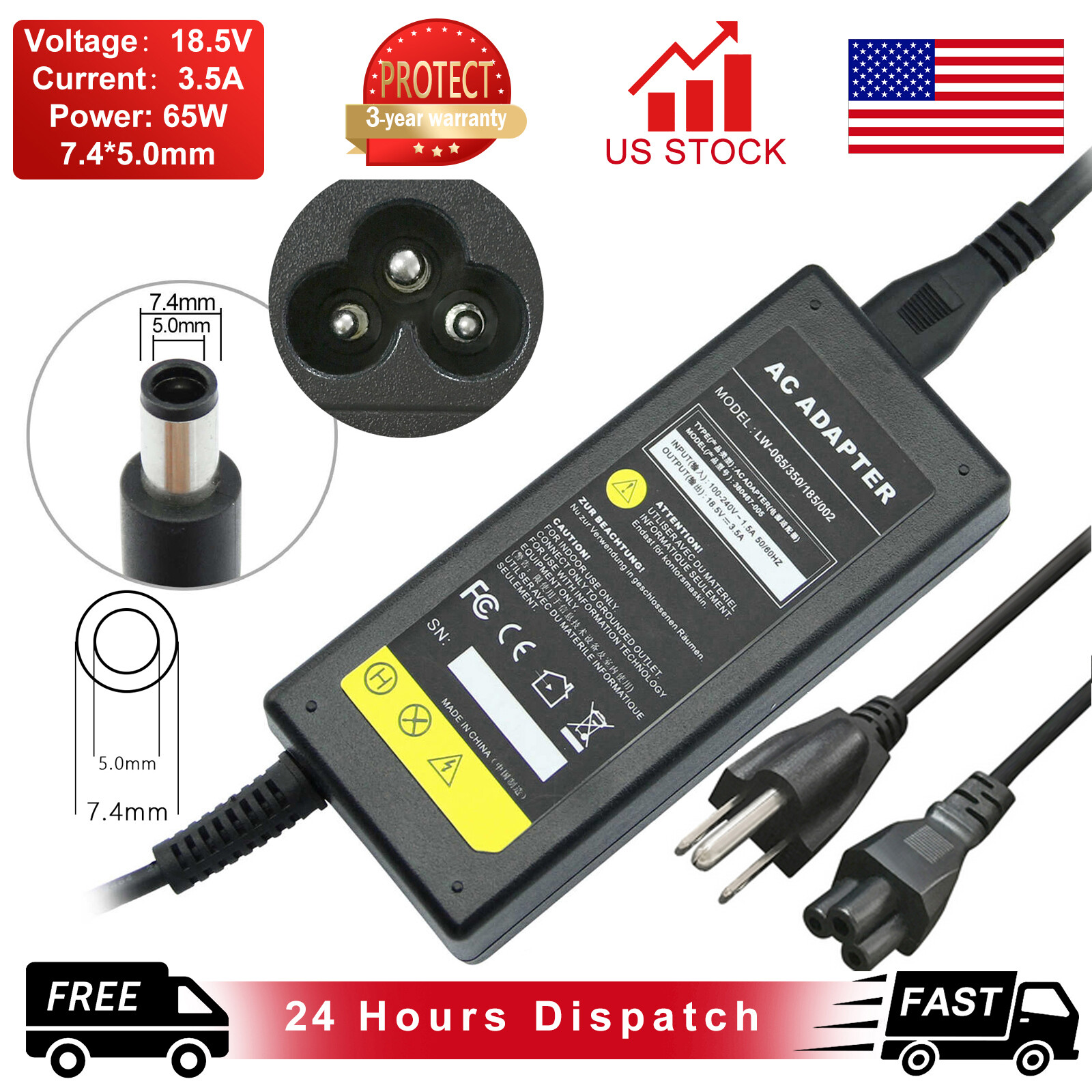 Adapter Charger For HP COMPAQ PRESARIO CQ58-B10NR CQ58-BF9WM LAPTOP Power supply