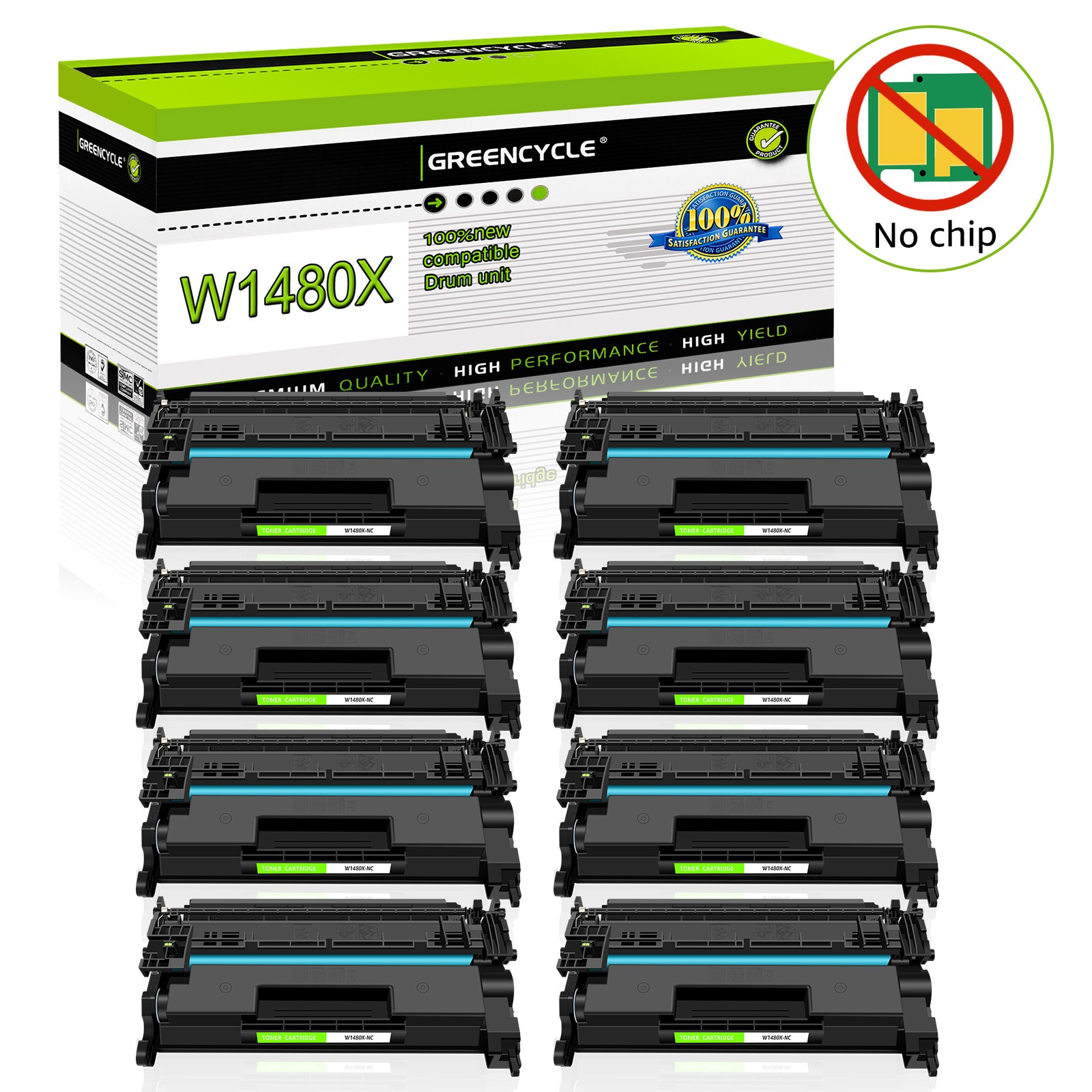 [NO CHIP] 8PK W1480X Toner Cartridge Fit for HP Pro 4001dn MFP 4101fdn 4101fdw