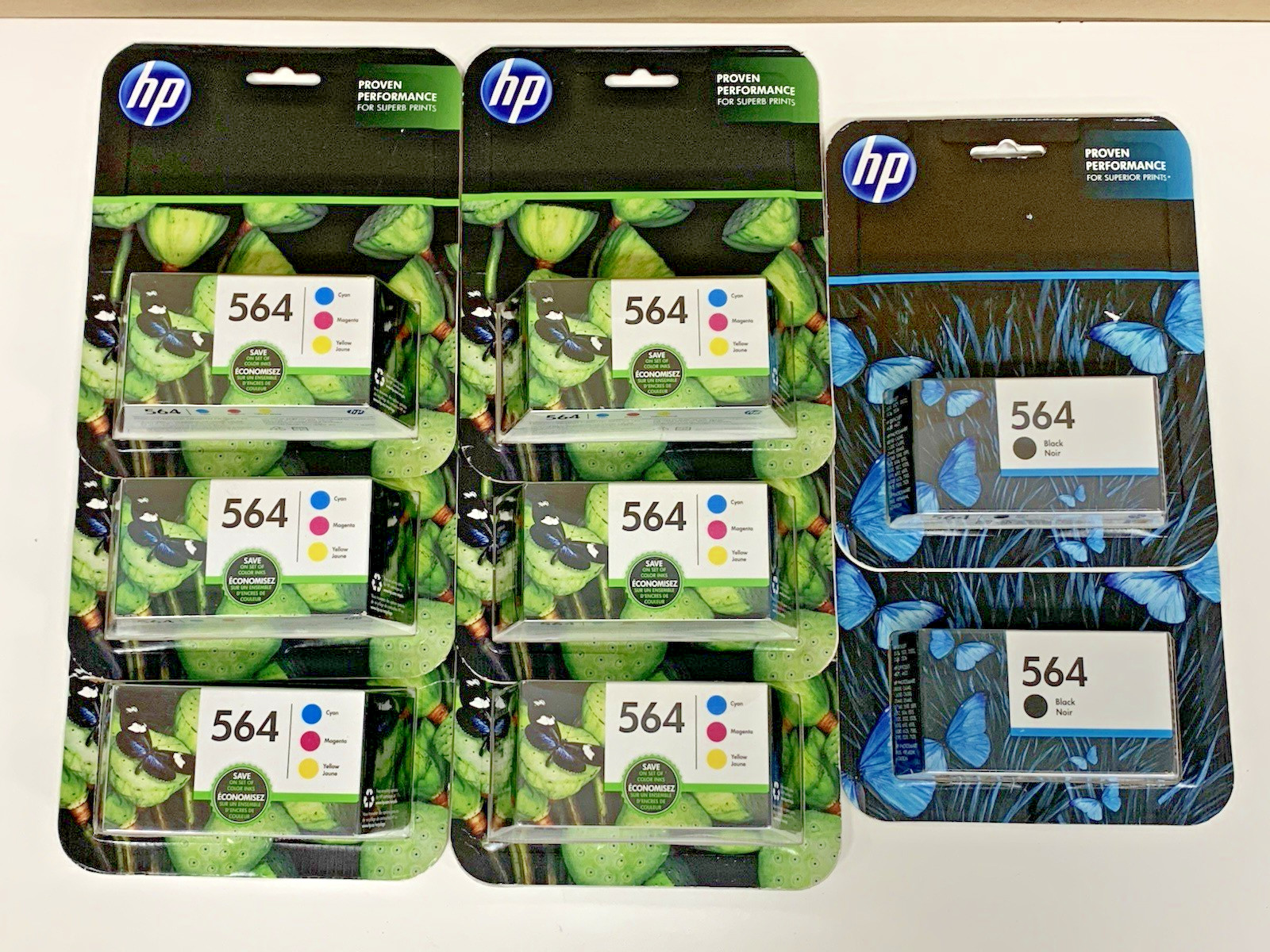 HP 564 Ink Cartridges Lot N9H57FN 2019 Genuine OEM Cyan Magenta Yellow Black