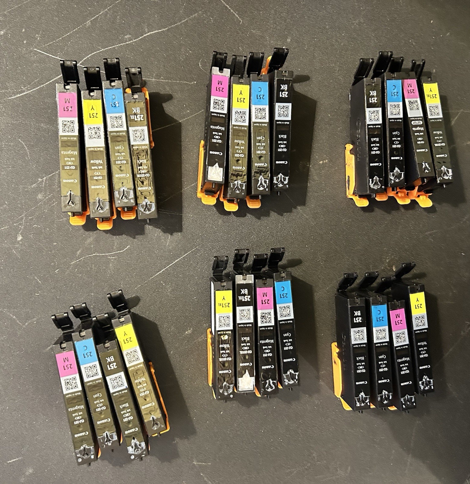 Genuine Empty Virgin Canon  Ink Cartridges PIXMA 251 - 6 Sets Of 4