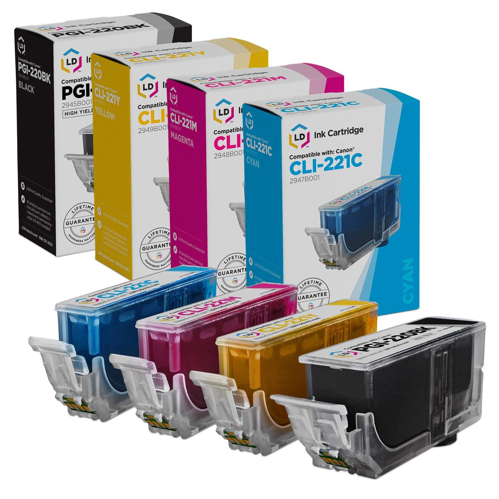 LD For Canon PGI220 CLI221 4pk Ink 2945B001 2947B001 2948B001 2949B001