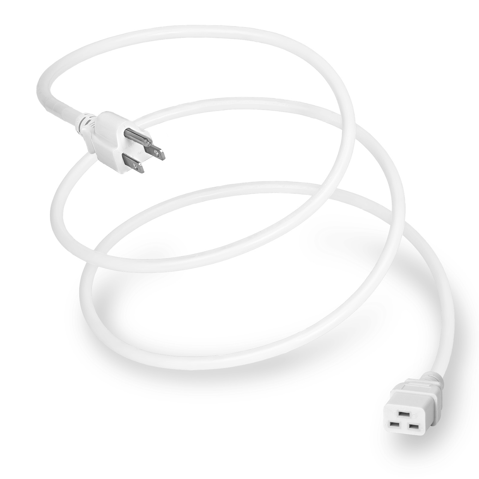 NEMA 5-15P to C19 15A 125V 14/3 SJT Power Cord - White - 3ft