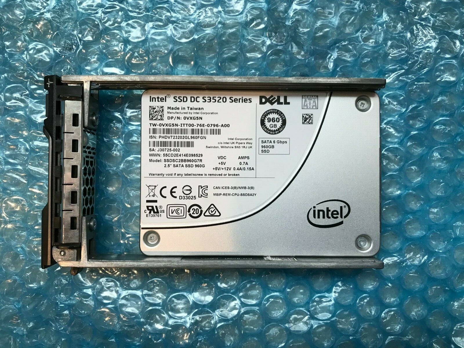 0VXG5N DELL SSDSC2BB960G7R INTEL DC S3520 960GB 6Gbps SATA SSD R620 R720 VXG5N