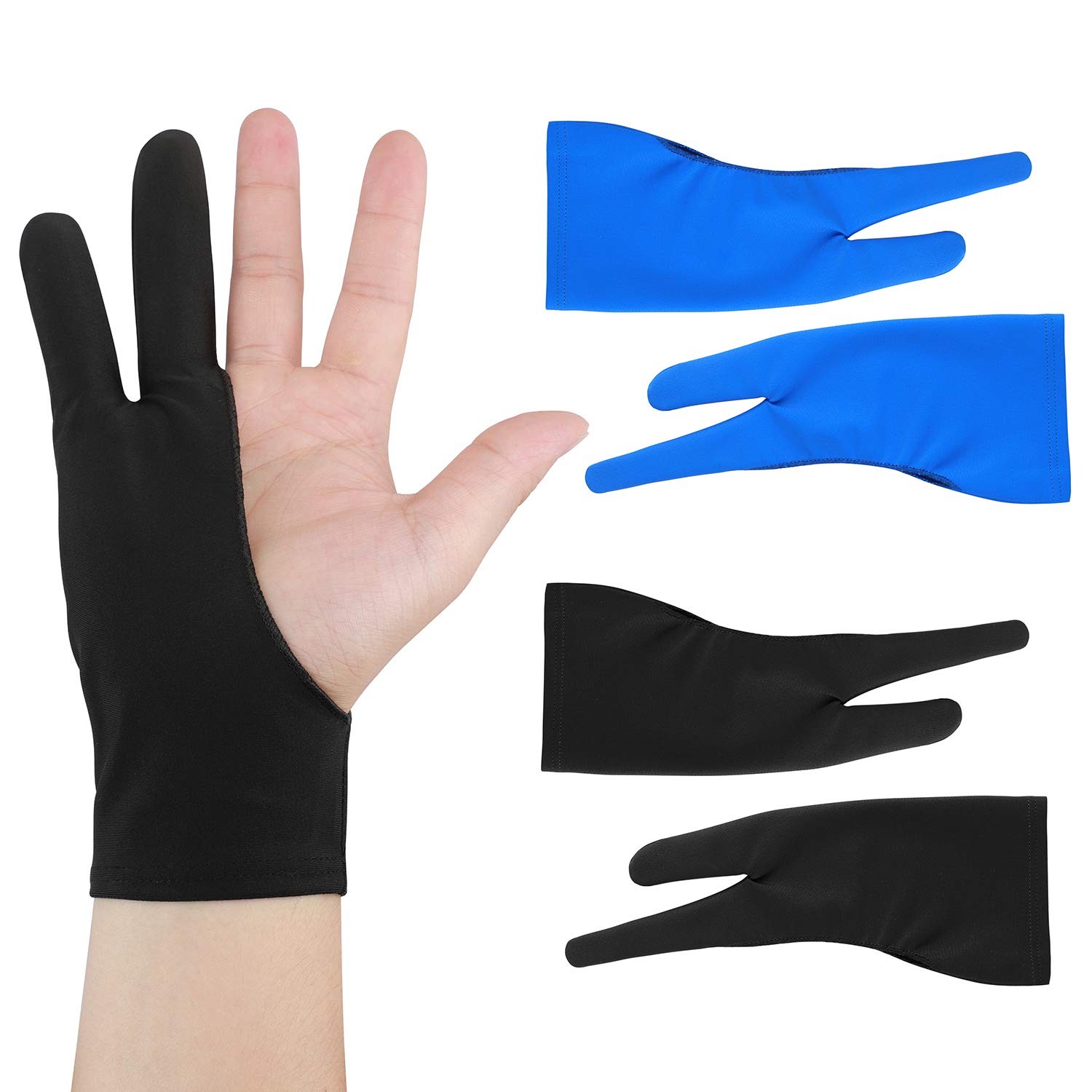 Drawing Tablet Gloves Two Finger Artist Gloves 4 Pack