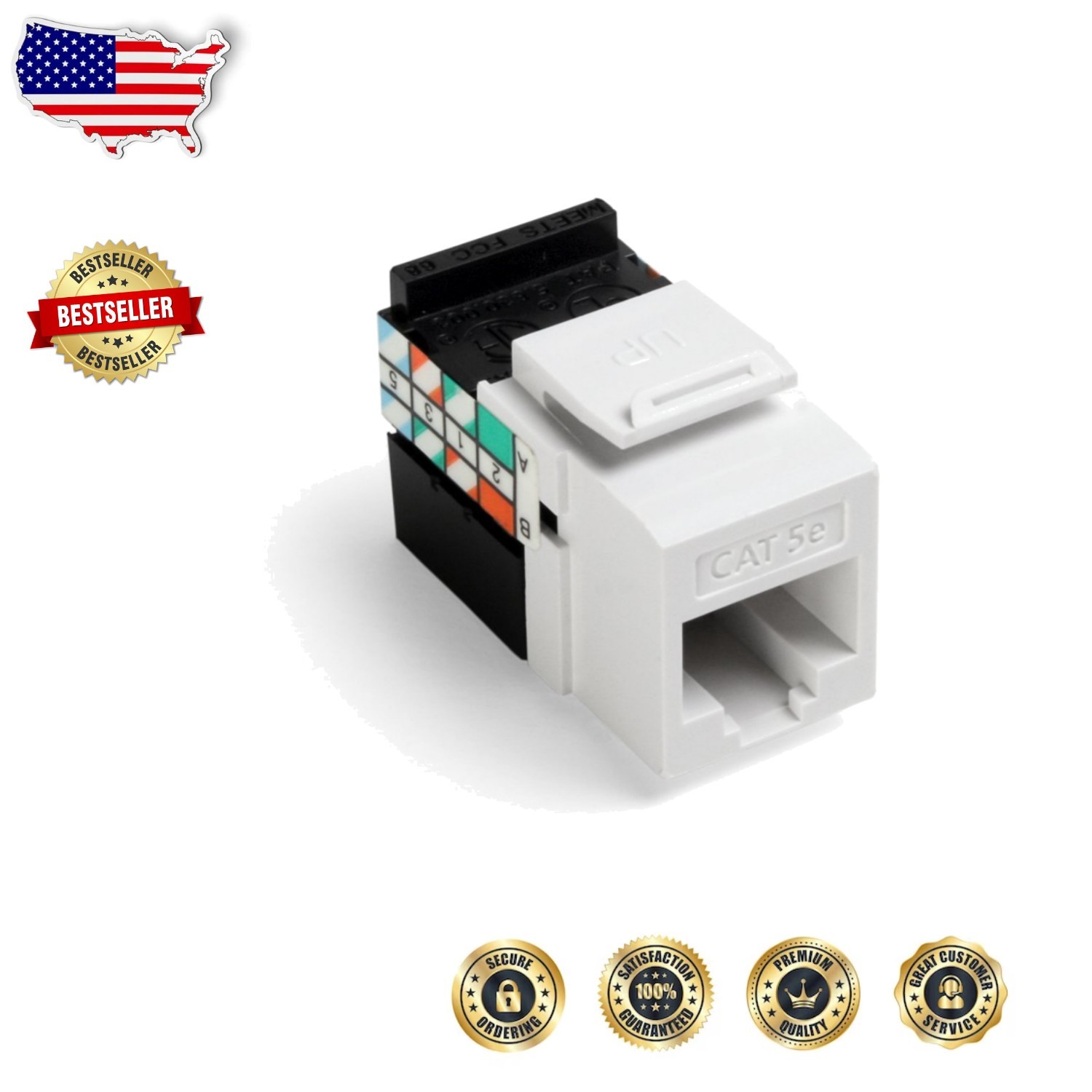 Cat 5e QuickPort Jacks, 10-Pack White, 1Gbps, Easy Termination