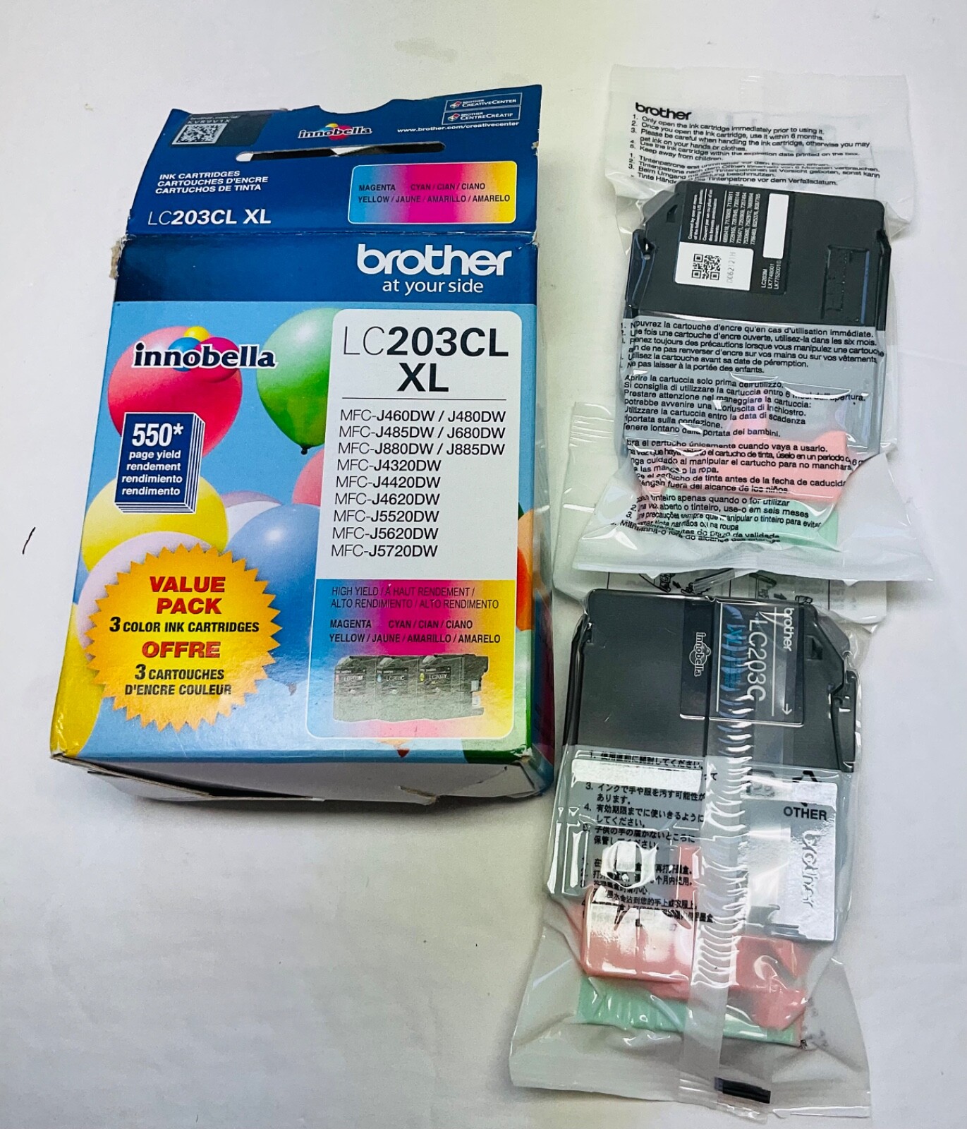 Brother LC 203CL XL  Ink Cartridges New 2 Pack Magenta,  Cyan 4/2025High Yield