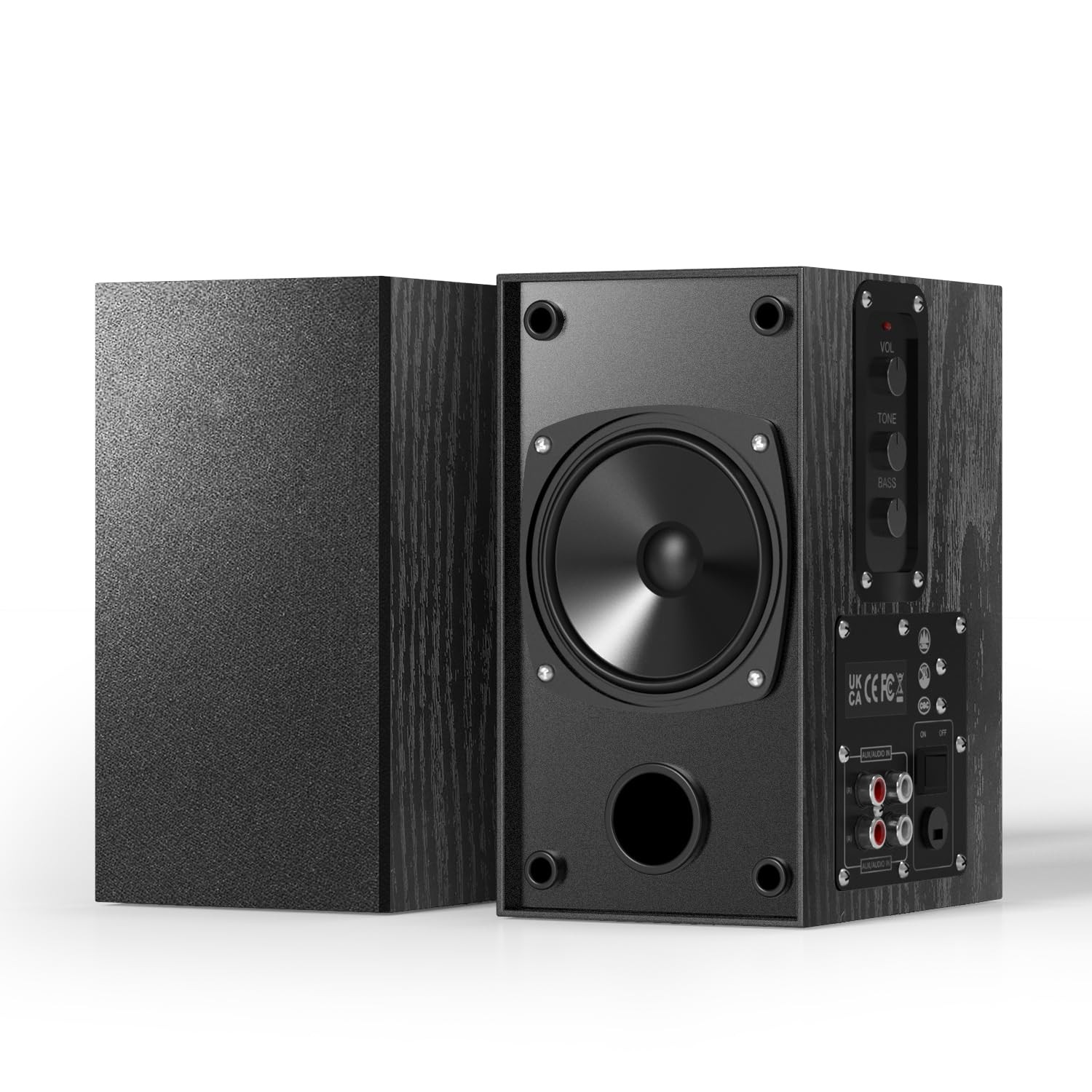 Elimavi 30W X 2 Powered Bookshelf Speakers - 3.5-RCA Input for 4.1, Black