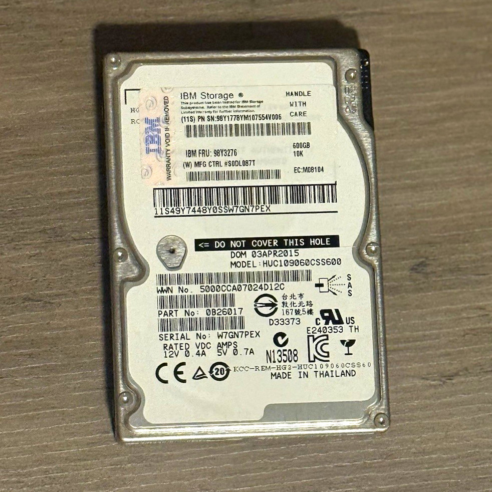 IBM Storage 600GB 2.5" SAS 10K RPM 64MB Hot Swap HDD HUC109060CSS600