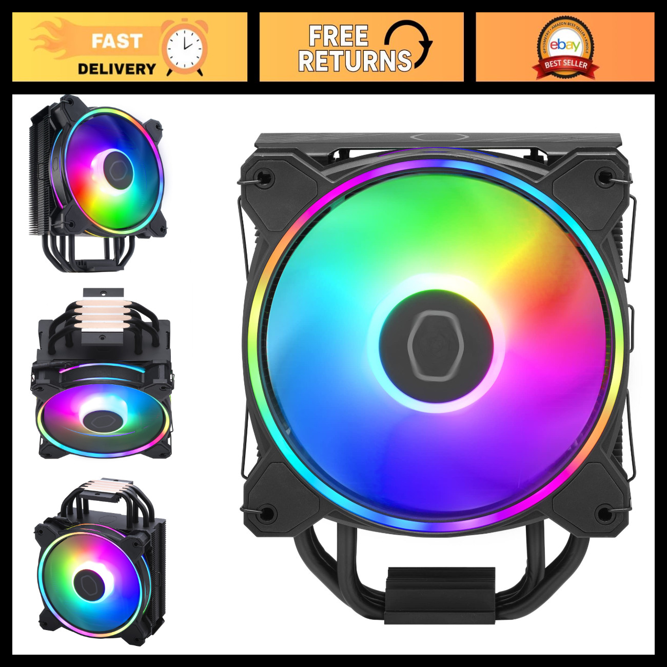 High-Performance CPU Cooler, 4 Heat Pipes, ARGB Fan, LGA1700 & AM5 Compatible