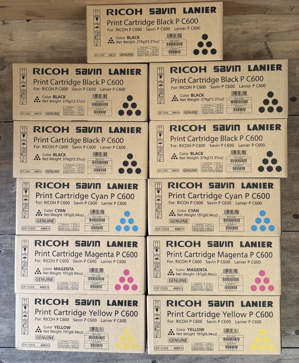 11x Ricoh P C 600 Toner Savin Lanier CMYK 408310 408311 408312 408313 - Lot