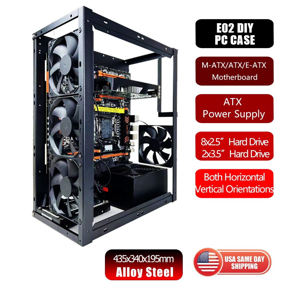 Open Air Steel Pc Case ATX/M-ATX/ITX, DIY Pc Test Bench, Open Chassis Case Rack