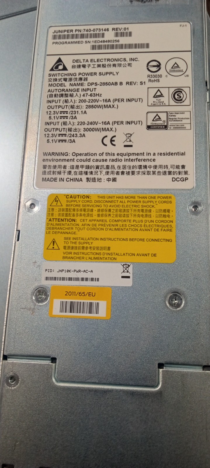 Juniper JNP10K-PWR-AC   2700W AC Power Supply