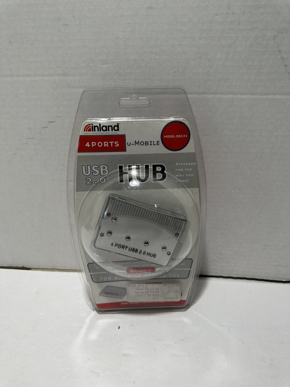 Inland 4 Ports U Mobile  uSB 2.0   4 Port HUB Model 08331 New