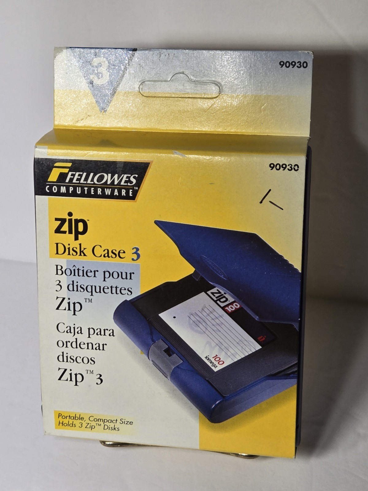 VTG Fellowes Portable Plastic Blue Zip Disk Case