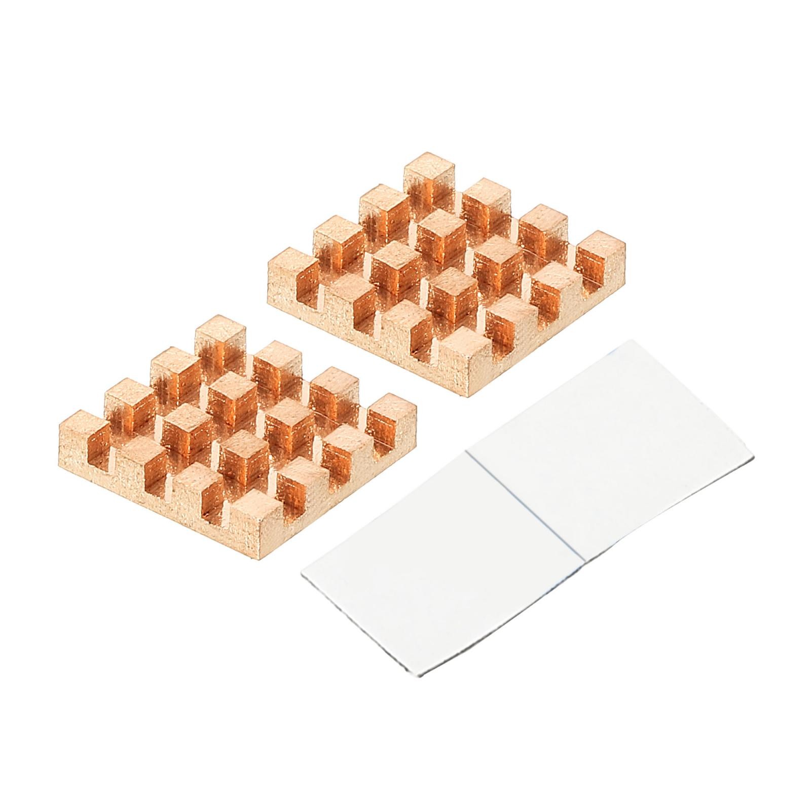 Copper Heatsink 15x15x3mm with Self Adhesive for IC Chipset Cooler 2pcs