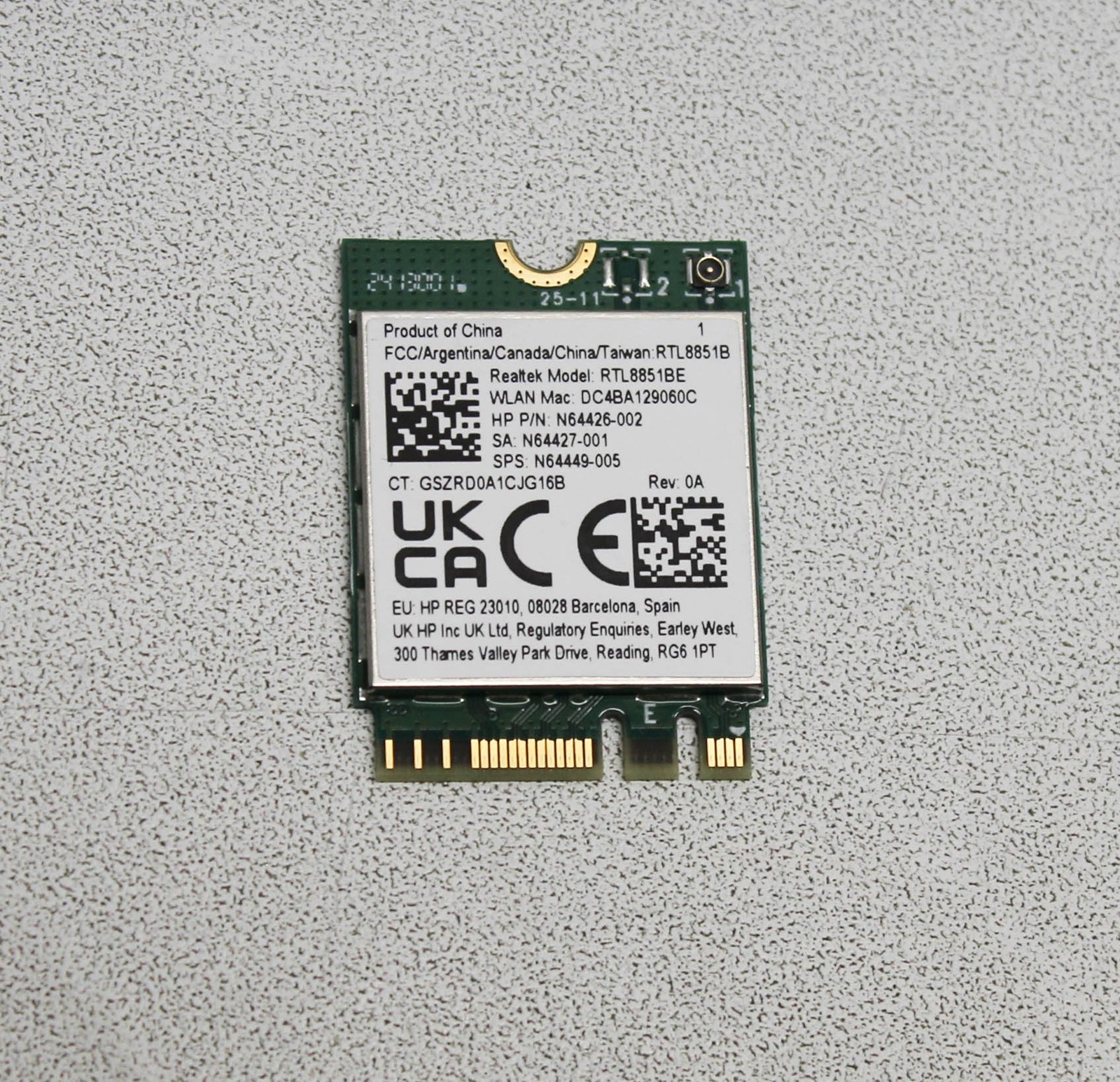 N64426-002 HP Wlan 6 Realtek M.2 2230Choya2 8851Be 15-Fd0103Ds "GRADE A"