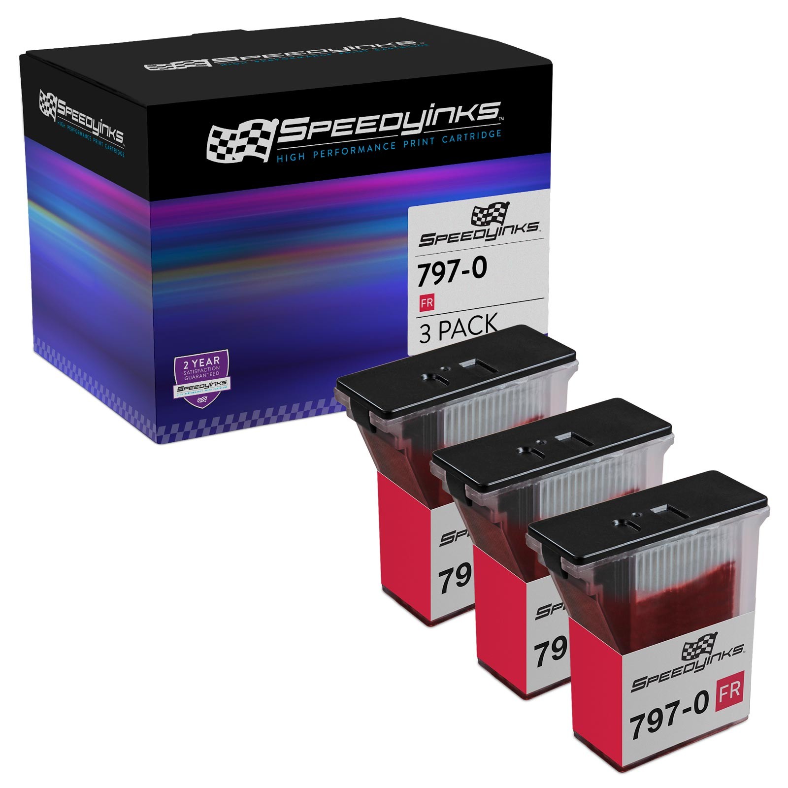 3pk For Pitney Bowes Fluorescent Red 797-0 inkjet cartridge for use in K700